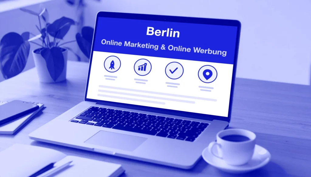 Online-Marketing in Berlin – Laptop mit Auswertung auf dem Schreibtisch