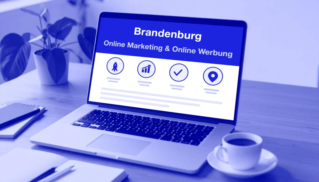 Online-Marketing in Brandenburg – Laptop mit Auswertung auf dem Schreibtisch