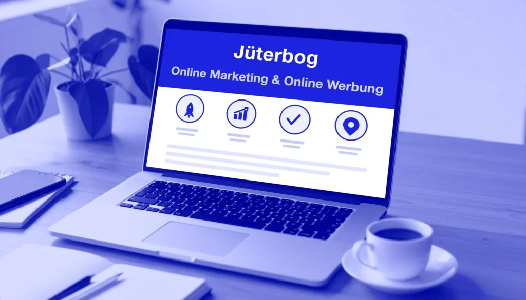 Online-Marketing in Jüterbog – Laptop mit Auswertung auf dem Schreibtisch