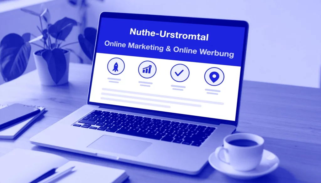 Online-Marketing in Nuthe-Urstromtal – Laptop mit Auswertung auf dem Schreibtisch