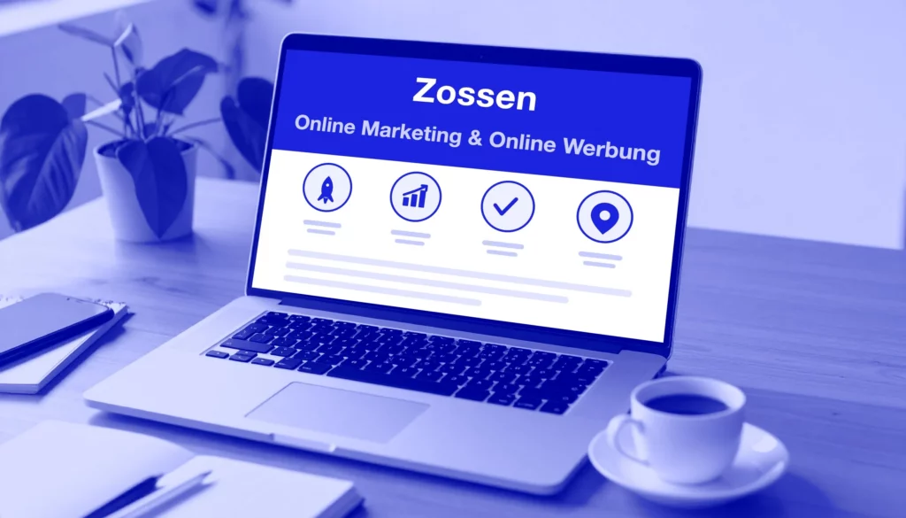 Online-Marketing in Zossen – Laptop mit Auswertung auf dem Schreibtisch